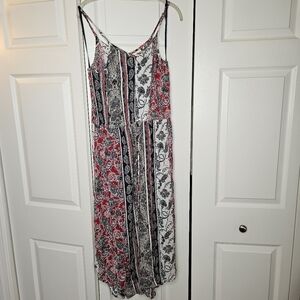 Knox Rose Red and Blue Patterned Summer Boho Maxi Dress Size M.